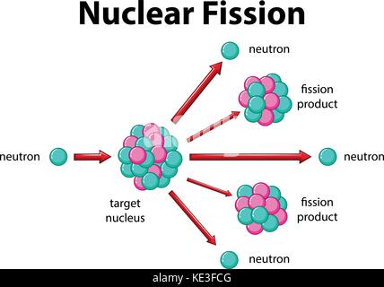 Diagram showing nuclear fission illustration Stock Vector