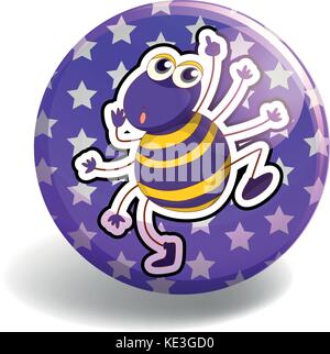 Little spider dancing on round badge Stock Vector