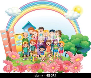 Family members standing in the park illustration Stock Vector Image ...
