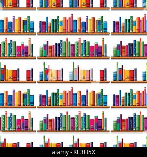 Seamless books on the shelf illustration Stock Vector
