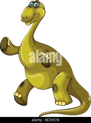 Green brachiosaurus standing on two legs illustration Stock Vector