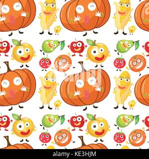 Seamless vegetables and fruits illustration Stock Vector