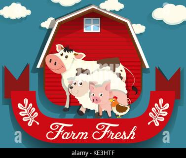 Farm animals living on the farm illustration Stock Vector Image & Art ...