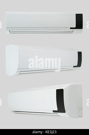 household air conditioner on a white background with three camera angles Stock Photo