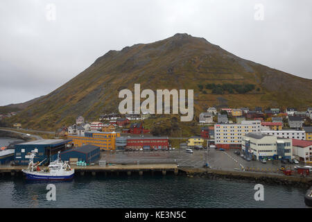 Honningsvag, Norway. 18th Oct, 2017. Grey Skies over Honningsvåg, Norway. Credit: Keith Larby/Alamy Live News Stock Photo