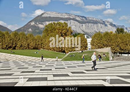 Illustration of the University of Grenoble-Alps (UGA), and the university campus. Stock Photo