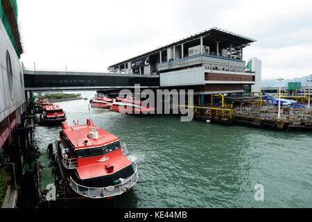 The Hong Kong - Macau Turbojet ferries docking at the station. Stock Photo