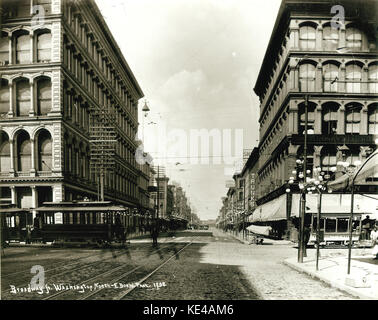 View looking north on Broadway from Washington Avenue Stock Photo