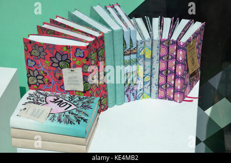 Colourful notebook shop display. Stock Photo