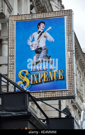 Theatre billboard promoting the West End musical Half a Sixpence, London, UK. Stock Photo