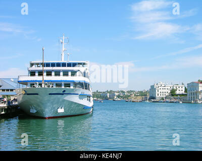 Cruise liner in Sevastopol harbor Stock Photo