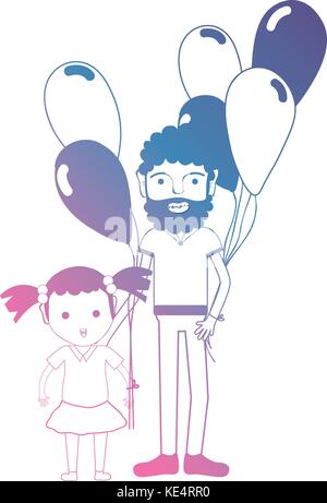 line father and dauther together with balloons design Stock Vec