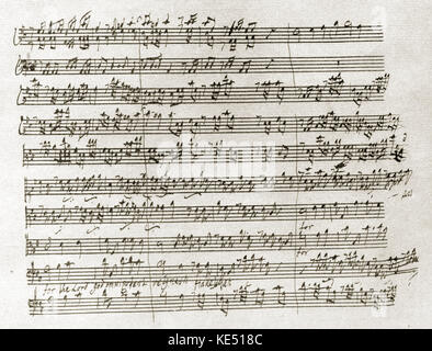 George Frideric Handel - page of hand-written score for the German / English composer 's oratorio 'Messiah' (1741). Reads: ' For the Lord God omnipotent reigneth. Hallelujah '. GFH: 23 February 1685 - 14 April 1759. Stock Photo