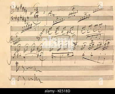 Ludwig van Beethoven - finale of hand-written score of the German composer 's 'Piano Sonata No. 24' in F-sharp major, Opus 78, written in 1809. Second movement: Allegro vivace. Op. 78 nicknamed 'A Thérèse'. Page 16 of original manuscript. LvB: baptized 17 December 1770 - 26 March 1827. Stock Photo