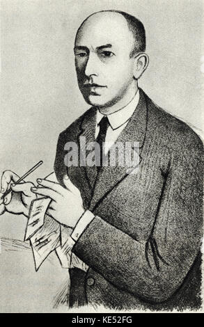 Manuel de Falla sitting, studying score. Spanish composer, 1876-1946. Stock Photo