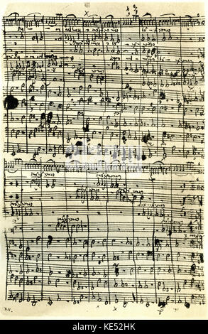 Johann Sebastian Bach 's handwritten manuscript score for his cantata 'Weinen, Klagen, Sorgen, Zagen' (BWV 12). Translation: 'Weeping, lamenting, worrying, fearing'.   JSB, German composer: 21 March 1685 - 28 July 1750. Stock Photo