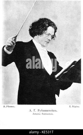 Anton Rubinstein conducting - Russian composer and pianist -  Bassed on painting by Repin. Brother of Nikolai Rubinstein. 1829-1894. Stock Photo