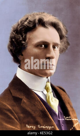 Percy Grainger, portrait. Australian-American pianist and composer. 1882-1961.  Photo by Rodway. Colourised version. Stock Photo