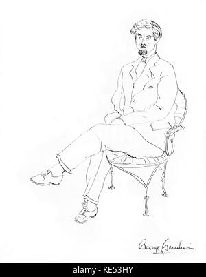 George Gershwin 's drawing of Henry Botkin 1932.   (Artist and cousin of GG American, 1896-1983). American composer & pianist, 26th September 1898 - 11th July 1937 Stock Photo