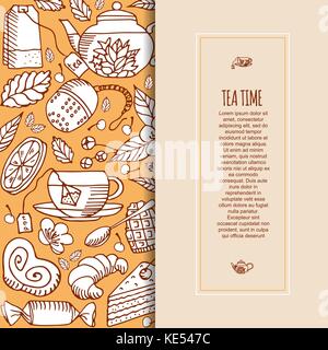 Vector illustration of a vertical banner with the concept of tea Stock Vector