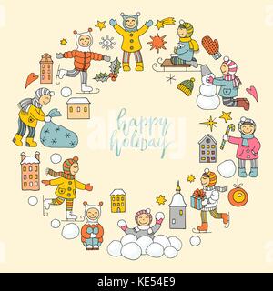A set of icons on a theme of Christmas and New year Stock Vector