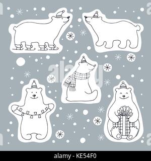 Vector set of icons of polar bears Stock Vector
