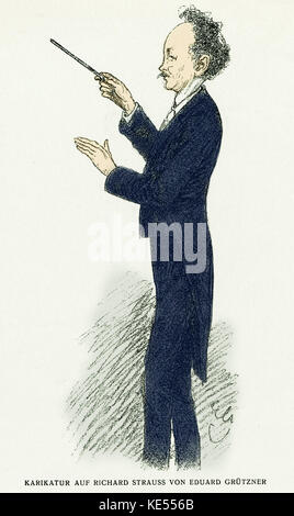 Caricature of Richard Strauss (1864-1949) German musician, in 1906 ...