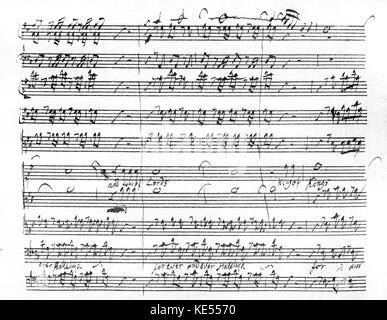 George Frideric Handel - page of hand-written score for the German / English composer 's oratorio 'Messiah' (1741). Reads: '  and Lord of Lords....King of Kings. '. GFH: 23 February 1685 - 14 April 1759. Stock Photo
