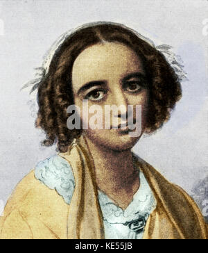 Fanny Cecilia Mendelssohn , sister of Felix, married  to W. Hensel  (1805-1847).  Her death was a great shock to Felix Mendelssohn who died a few months later. Colourised version. Stock Photo