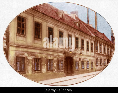 Franz Joseph Haydn - house in which he died, Vienna.  Austrian composer 31 March 1732 - 31 May 1809.  Haydngasse 19. Colourised version. Stock Photo