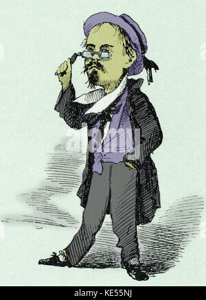 GHISLANZONI, Antonio  - Italian baritone (1824-1893).  Caricature  from 1856 in 'Uomo di Pietra'. Colourised version. Stock Photo