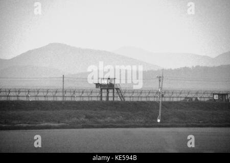 DMZ, South Korea - September 26: Border to North Korea, September 26, 2014. Stock Photo