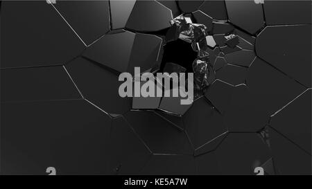 Abstract 3d rendering of shattered black surface. destructed wall. vector format Stock Vector