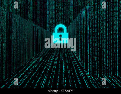 matrix style cyber corridor as big data storage Stock Photo