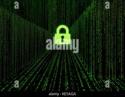 matrix style cyber corridor as big data storage Stock Photo