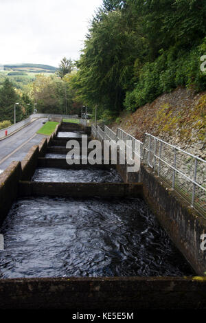 SCOTLAND; PERTH AND KINROSS; PITLOCHJRY; PITLOCHRY DAM;  SALMON LADDER Stock Photo