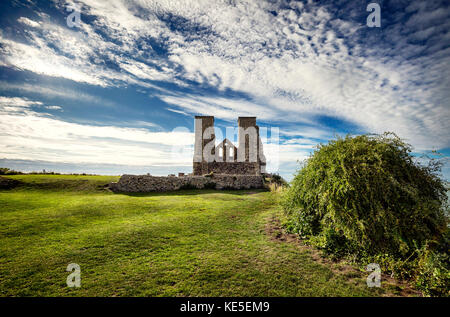 Reculver Towers seen from the eastern side. Stock Photo