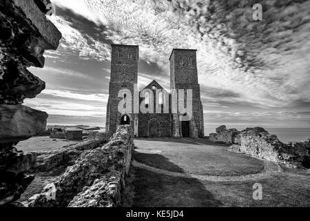 Reculver Towers seen from the eastern side. Stock Photo