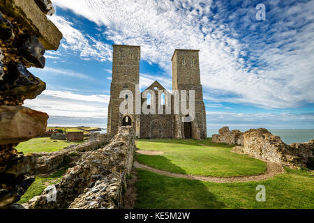 Reculver Towers seen from the eastern side. Stock Photo