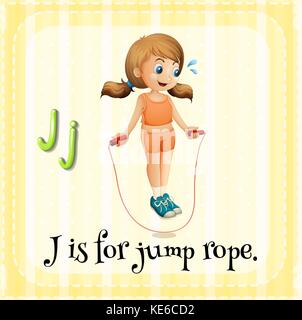 Flashcard letter J is for jump rope illustration Stock Vector