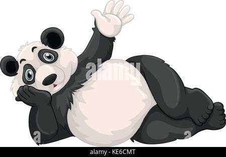 Cute panda waving hand illustration Stock Vector