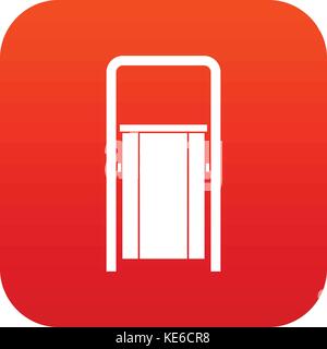 Public garbage bin icon digital red Stock Vector