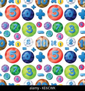 Seamless numbers in round bubbles illustration Stock Vector