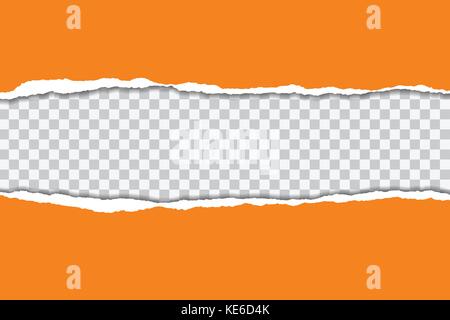 Vector illustration of torn orange paper with transparent background isolated on white background suitable for text insertion Stock Vector