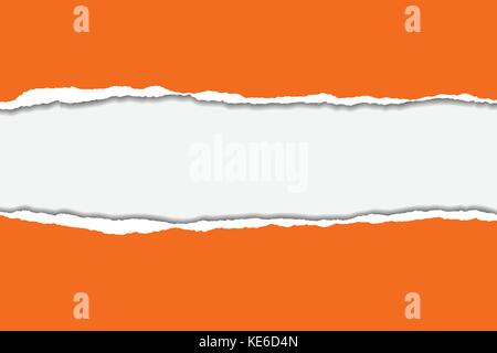 Vector illustration of torn orange paper with grey background isolated on white background suitable for text insertion Stock Vector