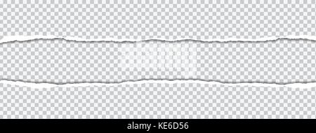 vector realistic illustration of torn paper with shadow on transparent background with frame for text Stock Vector