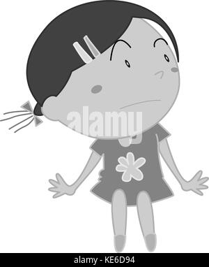 Little girl sitting alone illustration Stock Vector