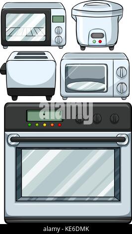 Electronic equipments used in kitchen illustration Stock Vector
