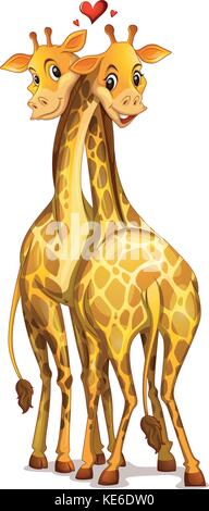 Two giraffes in love illustration Stock Vector