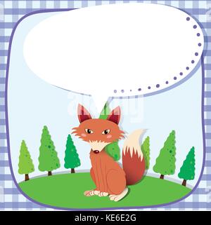 Border design with red fox illustration Stock Vector